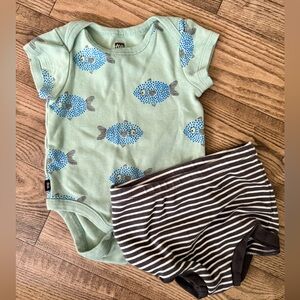 Tea Collection Baby 6-9 Fish Bodysuit & Diaper Cover Set